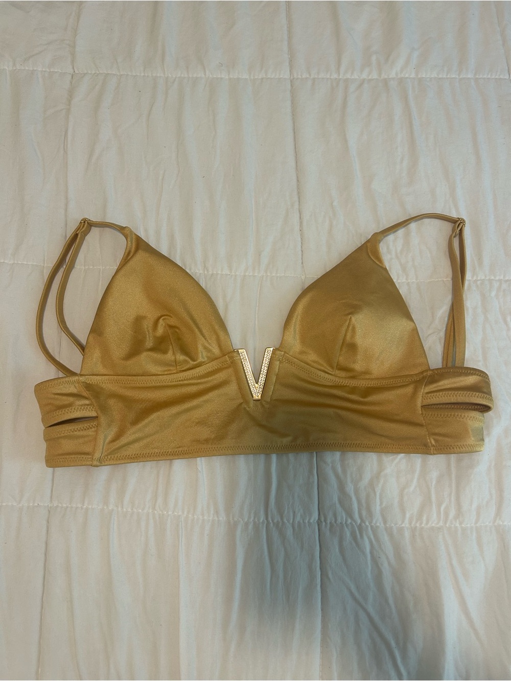 Gold V-Front bathing suit top - Women Swimwear